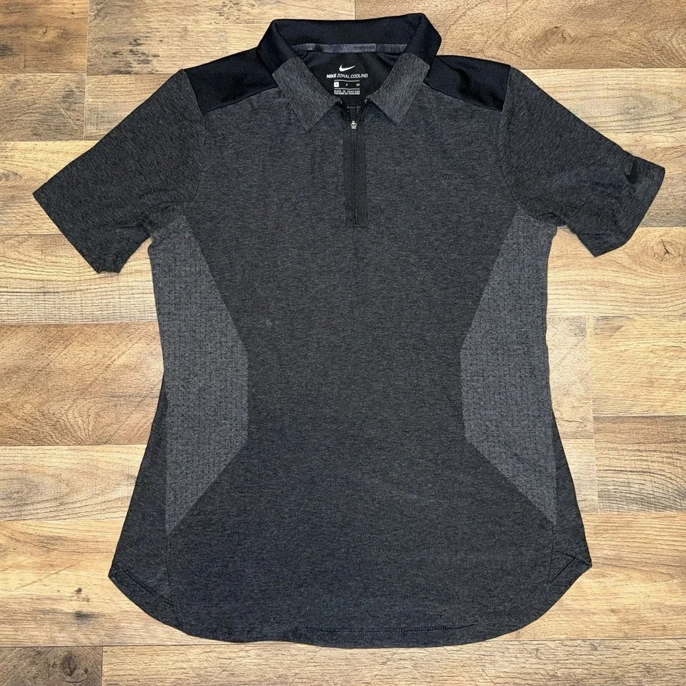 Nike Zonal Cooling Dri-Fit Black Gray Activewear Golf Shirt Women's Size Small